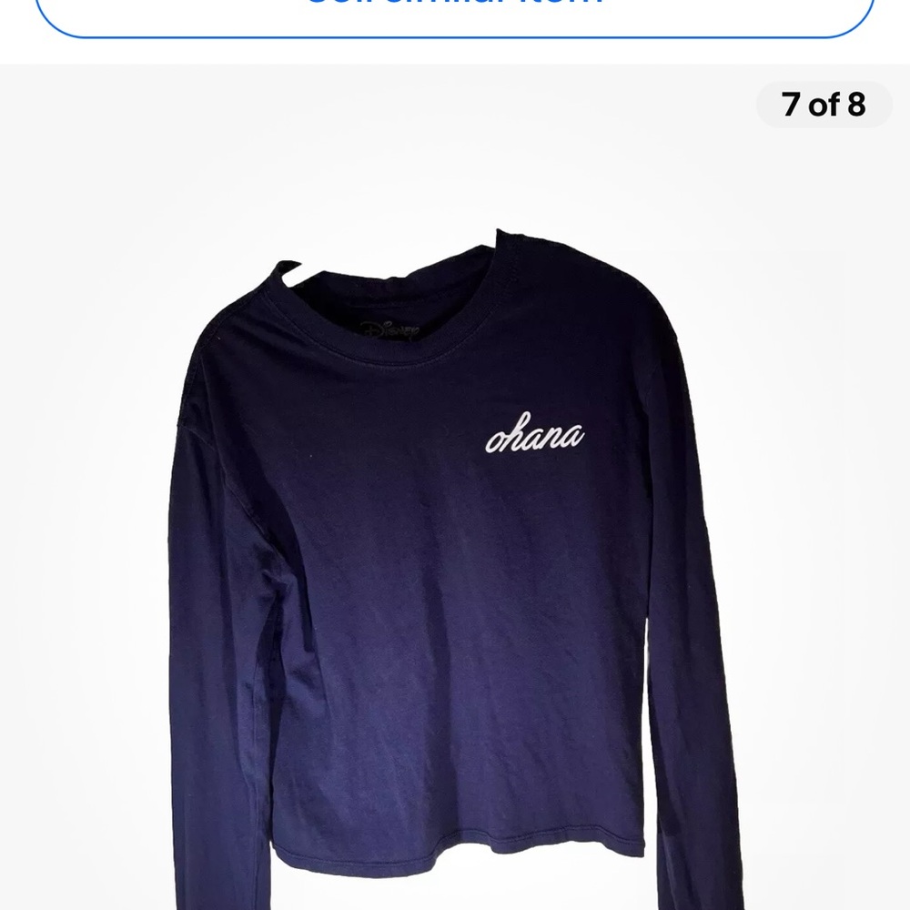 Disney Stitch OHANA Long Sleeve‎ Top Medium Juniors 7/8 Girls Large Graphic - Picture 7 of 8